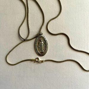 Sterling Silver Miraculous Mary Medal Pendant